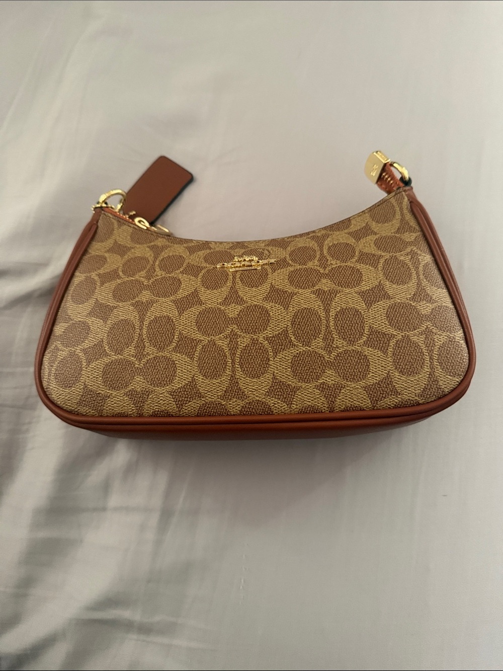 Coach Brown Signature Canvas Hobo with Gold Hardware
